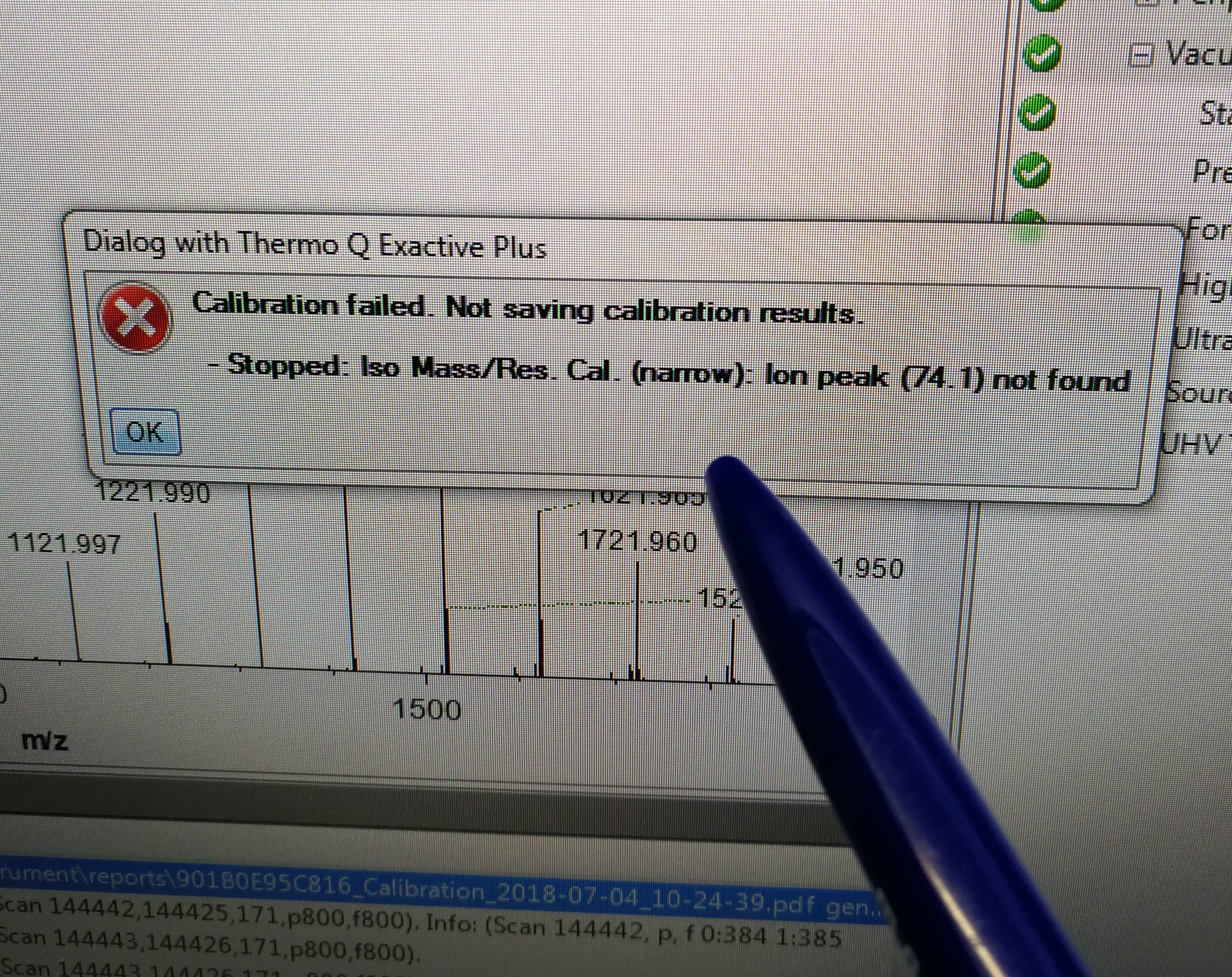calibration error for Iso Mass/Res. Cal.(narrow)